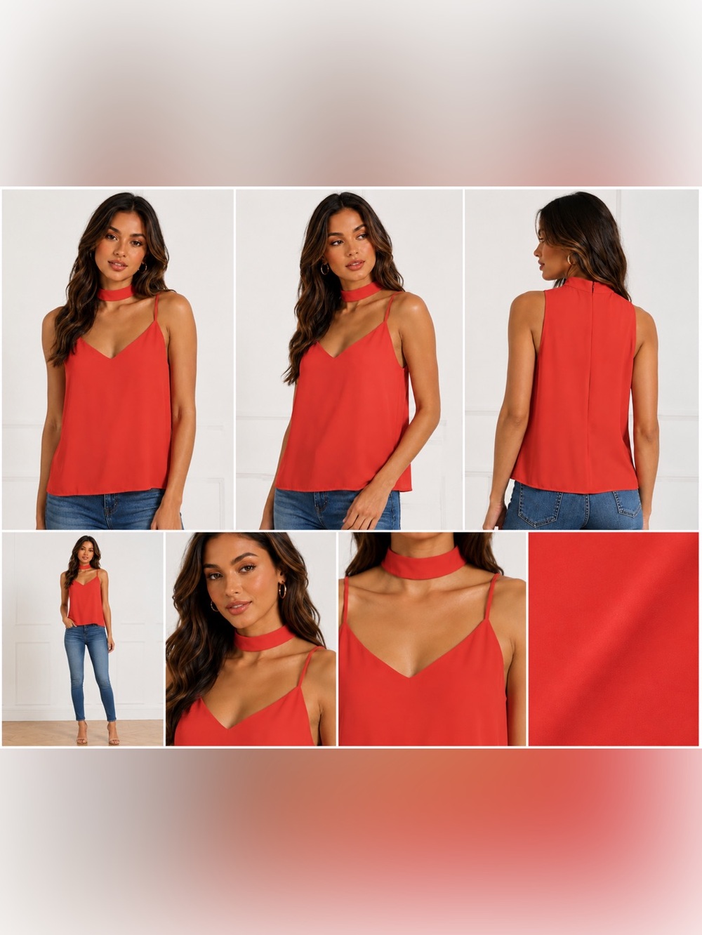 FOREVER 21+ CHOKER CAMISOLE - CORAL VARIOUS SIZES ((NEW WITH TAGS) A16